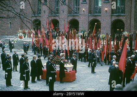 Olof Palme. Schwedischer sozialdemokratischer Politiker und Premierminister. Geboren am 14. oktober 1927. Ermordet am 28. februar 1985. Foto im Zusammenhang mit seiner Beerdigung am 15. März 1986. Stockfoto