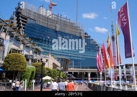 Das Ribbon Building im Bau in Darling Harbour, Sydney, Februar 2020 Stockfoto