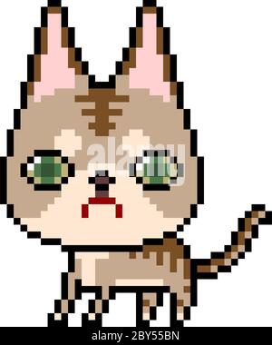 vektor Pixel Art Katze isoliert Stock Vektor