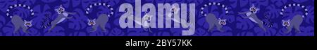 Lange Web-Banner mit niedlichen Cartoon Lemuren. Titelbild für soziale Medien. Abbildung flacher Vektorgrafiken. Stock Vektor