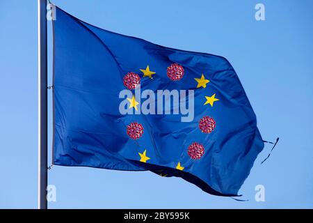 Europäische Flagge mit Corona-Virus, Composing, Europa Stockfoto