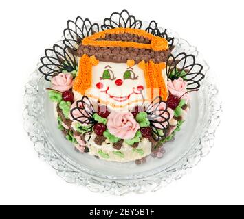 Leckere Kuchen mit einem Muster in Form von kleinen Gesichtern Clown Stockfoto