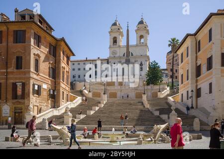 Berühmte spanische Treppe in Rom während der Covid 19 Pandemie. Stockfoto