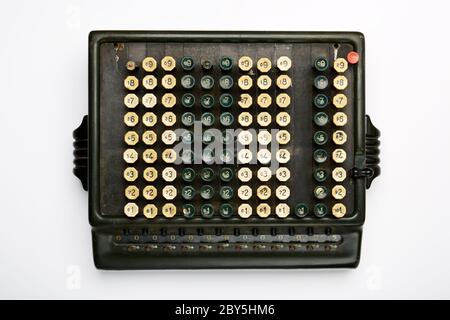 Ein Foto eines Comptometers der London Computator Corporation. Jahrgang um 1940. Stockfoto