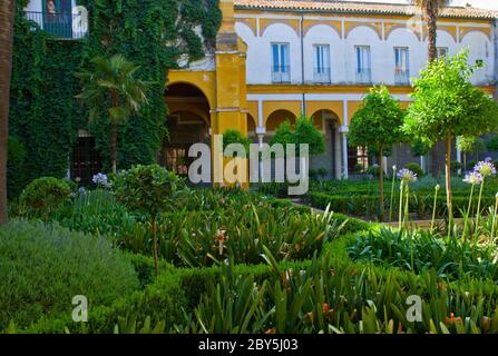 Garten in Casa de Pilatos, Sevilla, Spanien Stockfoto