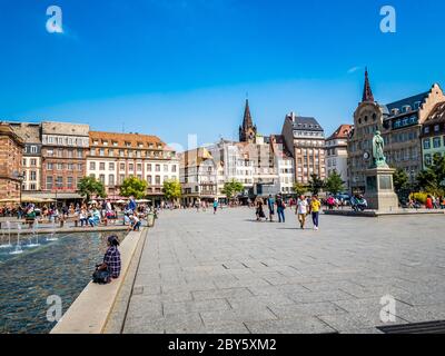 Blick auf den Place Kleber. Place Kleber - größter Platz im Zentrum der Stadt Straßburg. Stockfoto