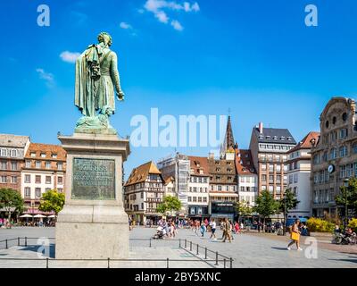 Blick auf den Place Kleber. Place Kleber - größter Platz im Zentrum der Stadt Straßburg. Stockfoto