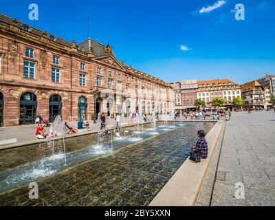 Blick auf den Place Kleber. Place Kleber - größter Platz im Zentrum der Stadt Straßburg. Stockfoto