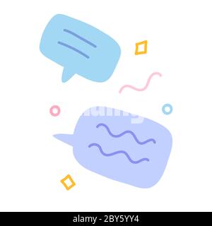 Chat-Doodles, Text-Messaging-Konzept, handgezeichnete Symbol, Symbol der Online-Diskussion, abstrakte Komposition, Dialog-Blase, Vektor-Illustration für App Stock Vektor