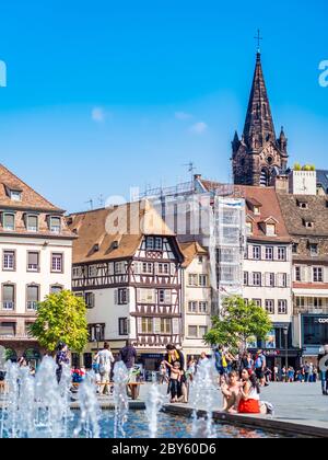 Blick auf den Place Kleber. Place Kleber - größter Platz im Zentrum der Stadt Straßburg. Stockfoto