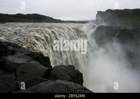 Detifoss, der mächtigste Wasserfall Europas, Nationalpark Vatnajokull, Nordisland Stockfoto