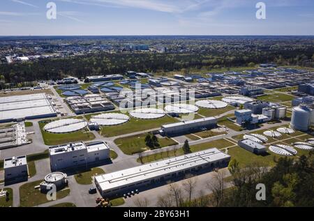 Kläranlage Czajka im Bezirk Bialoleka in Warschau, Polen Stockfoto