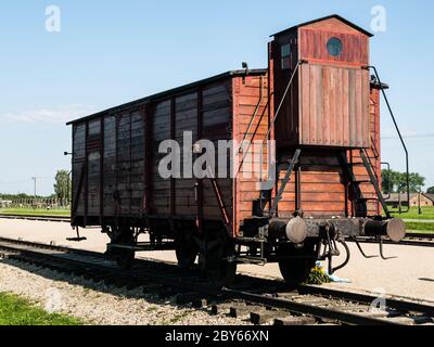 Transportvagon in Birkenau Stockfoto