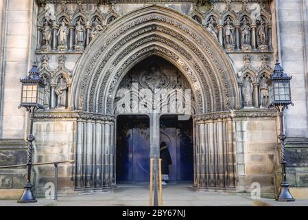 Westfassade der St Giles Cathedral auch High Kirk of Edinburgh in Edinburgh, der Hauptstadt von Schottland, Teil von Großbritannien genannt Stockfoto