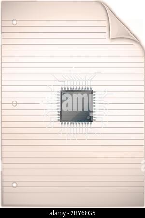 Ein Blatt alte grungy lined Note Papier Hintergrund Textur Stockfoto