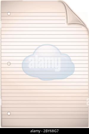 Ein Blatt alte grungy lined Note Papier Hintergrund Textur Stockfoto