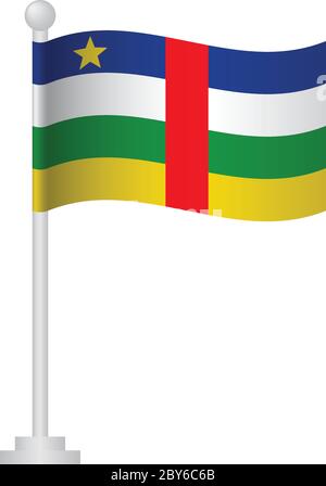 Flagge der Zentralafrikanischen Republik. Nationalflagge der Zentralafrikanischen Republik auf Polvektor Stock Vektor