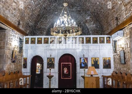 Saydet al Bahr - Kirche der Muttergottes vom Meer in Batroun Stadt im nördlichen Libanon und eine der ältesten Städte der Welt Stockfoto