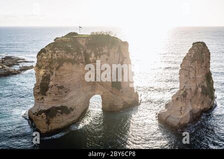 Taubenfelsen in der Gegend von Raouche in Beirut, Libanon Stockfoto