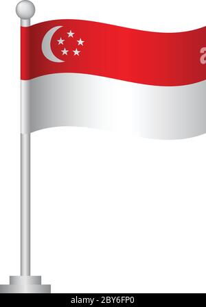 Singapur Flagge. Nationalflagge von Singapur auf Polvektor Stock Vektor