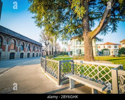 Crespi d'Adda, Bergamo, Lombardei, Italien, historisches Industriedorf, UNESCO WHS Stockfoto