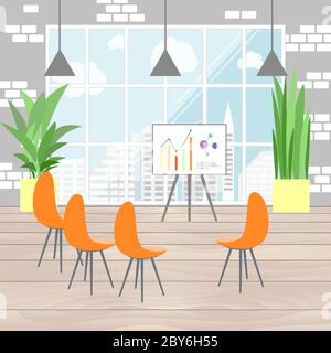Büro-Interieur in flachem Design, Infografik, Ansicht f Stock Vektor