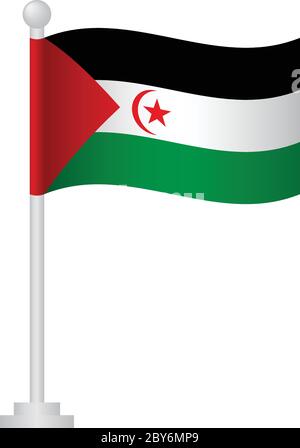 Flagge der Arabischen Demokratischen Republik Sahrawi. Nationalflagge von Tschad auf Polvektor Stock Vektor