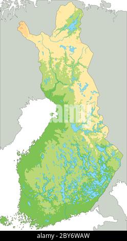 Detaillierte Karte von Finnland. Stock Vektor