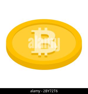 Isometrisches Bitcoin-Symbol Münzzeichen Zahlungssymbol. Farbiges 3d-Design. Kryptowährung-Logo. Abbildung isoliert auf weißem Hintergrund Stock Vektor