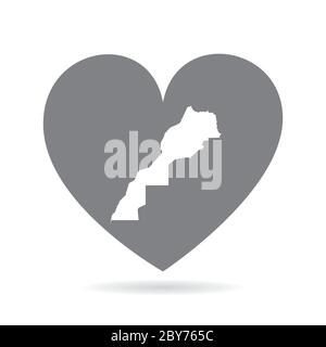 Marokko-Landkarte in einem grauen Liebesherz. Nationalstolz Stock Vektor