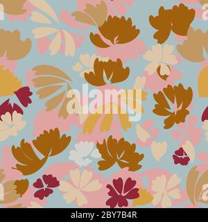 Schönes, Vintage, romantisches Muster aus einfachen Blumen. Für Stoff, Papier, harmonische Farben. Herbst-Winter Färbung. Stock Vektor