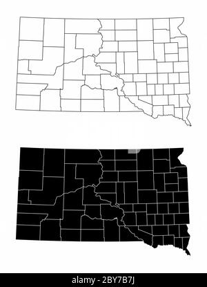 South Dakota County Karten Stock Vektor