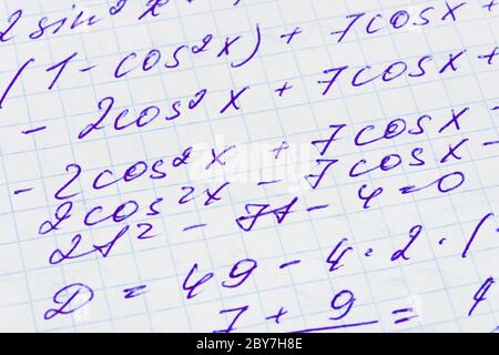 Mathematik Formel auf dem Papier Stockfoto