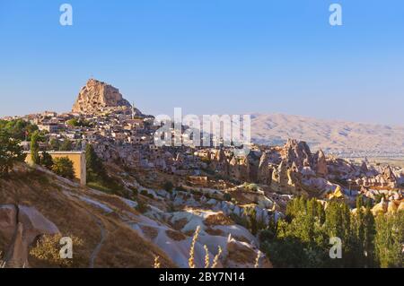 Uchisar Castle in Cappadocia Türkei Stockfoto