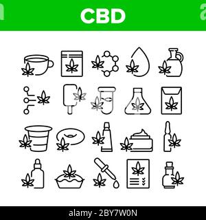 Cbd Cannabis Produktkollektion Icons Set Vektor Stock Vektor