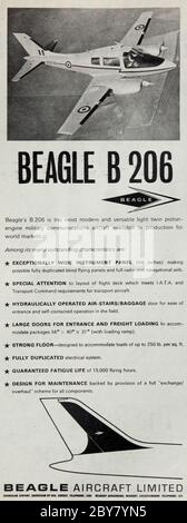 Vintage-Werbung für die Beagle B206 Leichtflugzeuge. Stockfoto