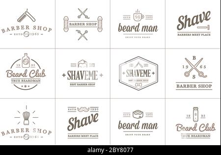 Set von Vector Barber Shop Elemente und Shave Shop Icons Illustration kann als Logo oder Icon in Premium-Qualität verwendet werden Stock Vektor