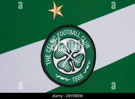 Nahaufnahme des Celtic FC Heimtrikots 2019/20 Stockfoto