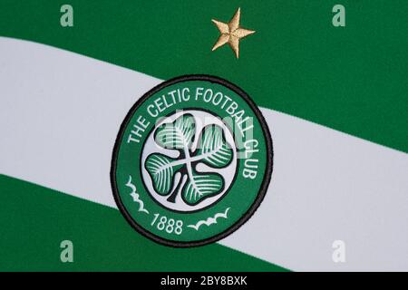 Nahaufnahme des Celtic FC Heimtrikots 2019/20 Stockfoto