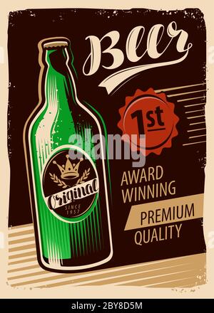 Bier Werbung Retro Poster. Pub, Brauerei Vektorgrafik Stock Vektor