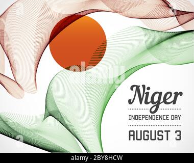 Nationaler Tag des Landes in der Linienart Vektor mit Datum Stock Vektor