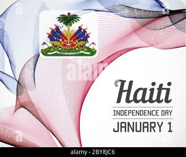 Nationaler Tag des Landes in der Linienart Vektor mit Datum Stock Vektor