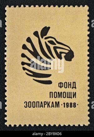 Zoo Assistance Fund. Briefmarke UdSSR, 1988 Stockfoto