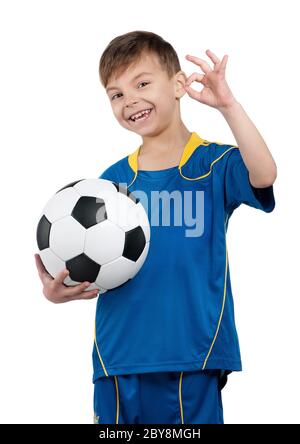 Junge im ukrainischen Fußball einheitliche Stockfoto