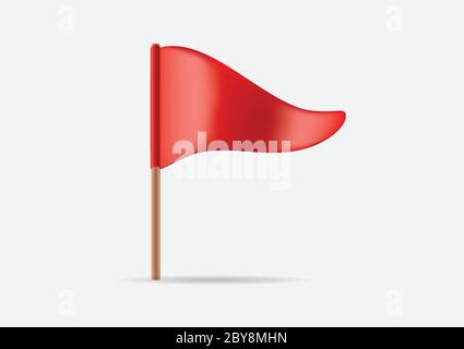 Rotes dreieckiges winkendes Flaggensymbol oder Logo im Vektor. Stock Vektor