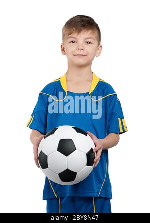 Junge im ukrainischen Fußball einheitliche Stockfoto