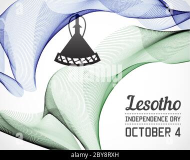 Nationaler Tag des Landes in der Linienart Vektor mit Datum Stock Vektor