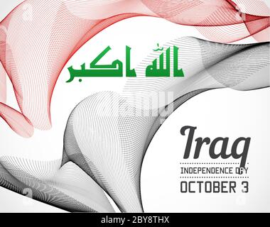 Nationaler Tag des Landes in der Linienart Vektor mit Datum Stock Vektor