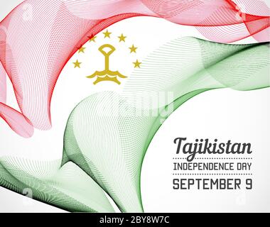 Nationaler Tag des Landes in der Linienart Vektor mit Datum Stock Vektor