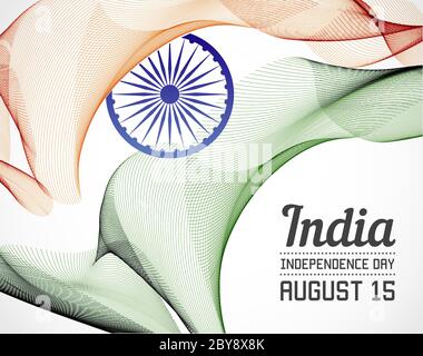 Nationaler Tag des Landes in der Linienart Vektor mit Datum Stock Vektor